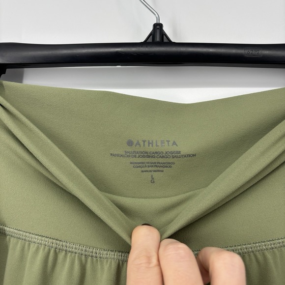 Athleta Salutation Cargo Jogger Pants Womens Large Green Yoga Athleisure - Picture 5 of 11